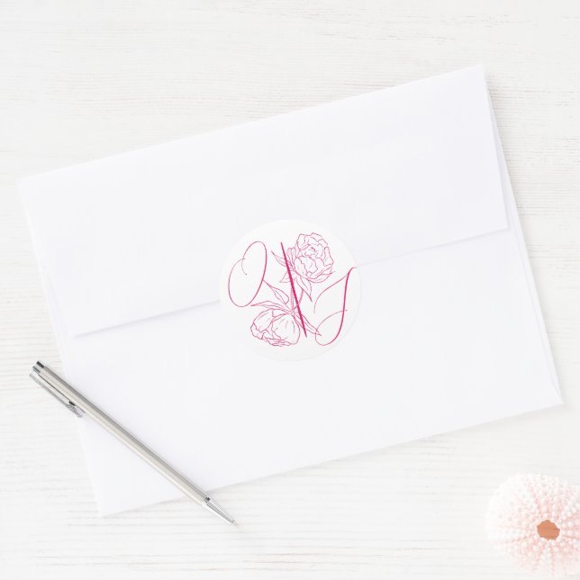 Sticker Rond Mariage Peony Elegance (Enveloppe)