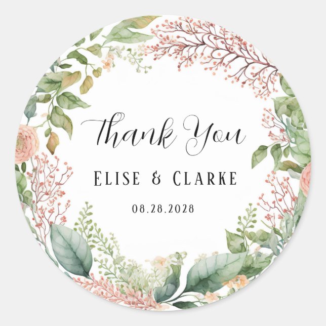 Sticker Rond Mariage Peony en terre cuite claire (Devant)