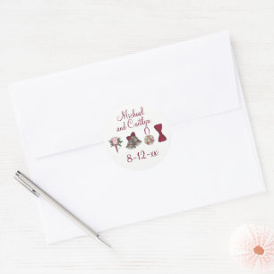 Sticker Rond Mariage personnalisé Engagement de la fête mariée 