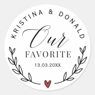 Sticker Rond Mariage Personnalisé Favoriser Notre Classique Fav