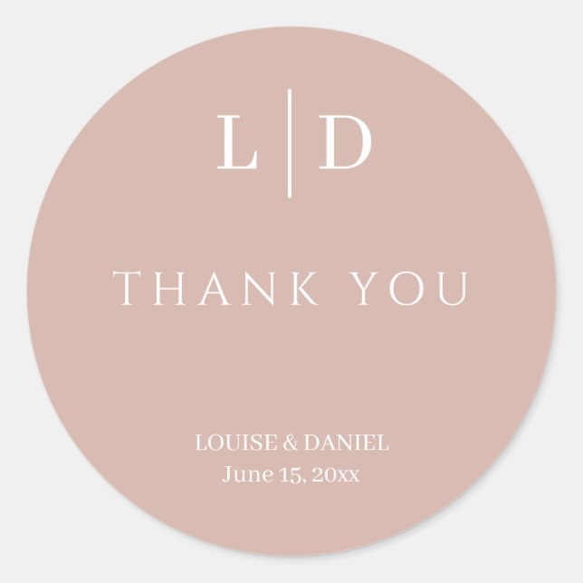 Sticker Rond Mariage personnalisé minimal et simple (Devant)