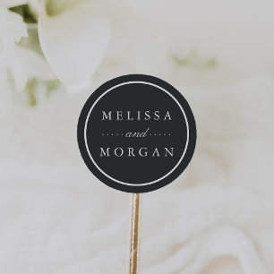 Sticker Rond Mariage personnalisé noir et blanc