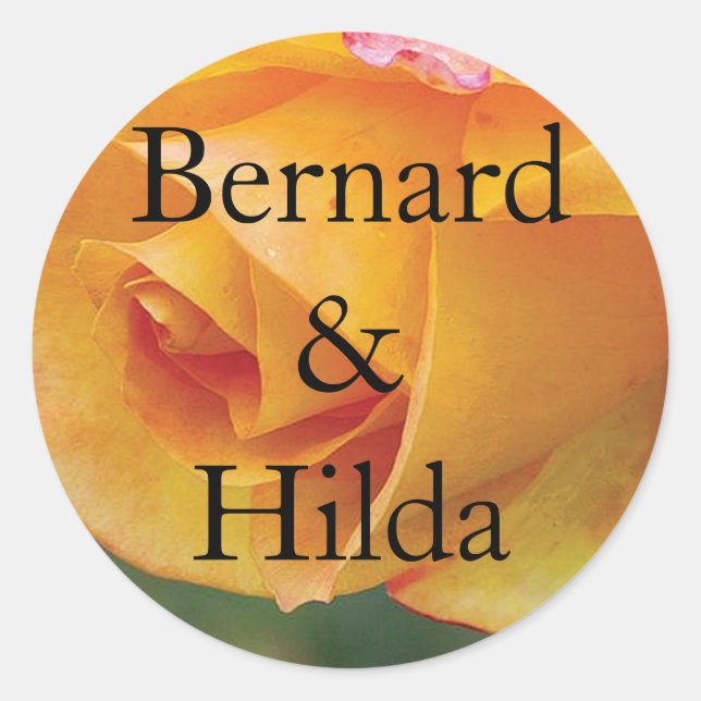 Sticker Rond Mariage personnalisé par rose de rougissement (Devant)