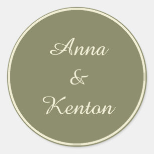 Sticker Rond Mariage personnalisé simple d'or antique