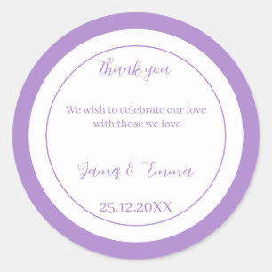 Sticker Rond Mariage personnalisé simple violet
