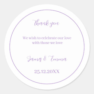 Sticker Rond Mariage personnalisé Simple violet