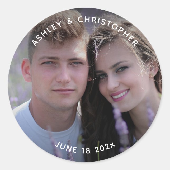 Sticker Rond Mariage photo minimaliste (Devant)