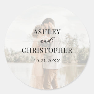 Sticker Rond Mariage Photo Moderne
