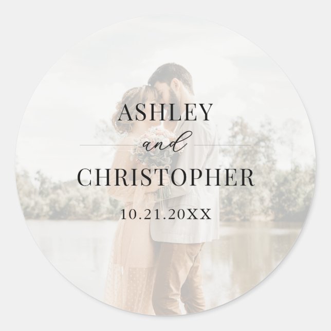 Sticker Rond Mariage Photo Moderne (Devant)