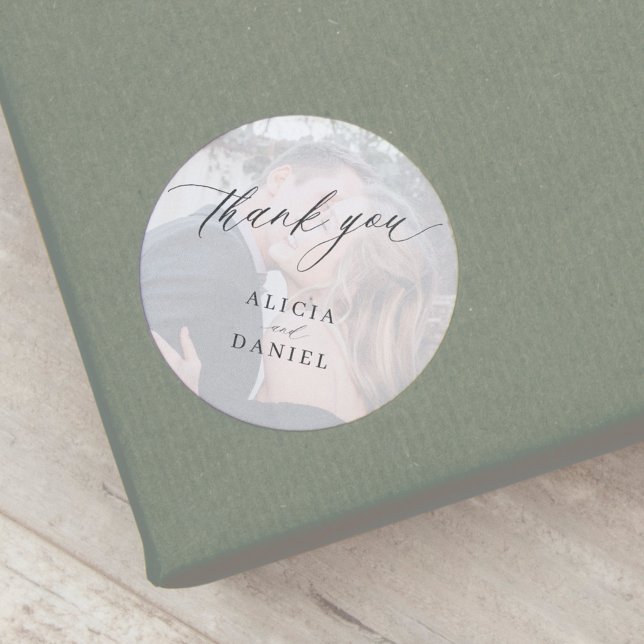 Sticker Rond Mariage photo moderne merci pour (Créateur téléchargé)