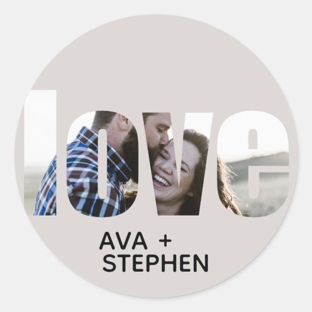 Sticker Rond Mariage photo simple Dusty rose (Devant)