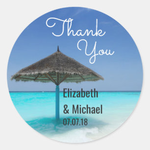 Sticker Rond Mariage pittoresque Tropical Beach Merci