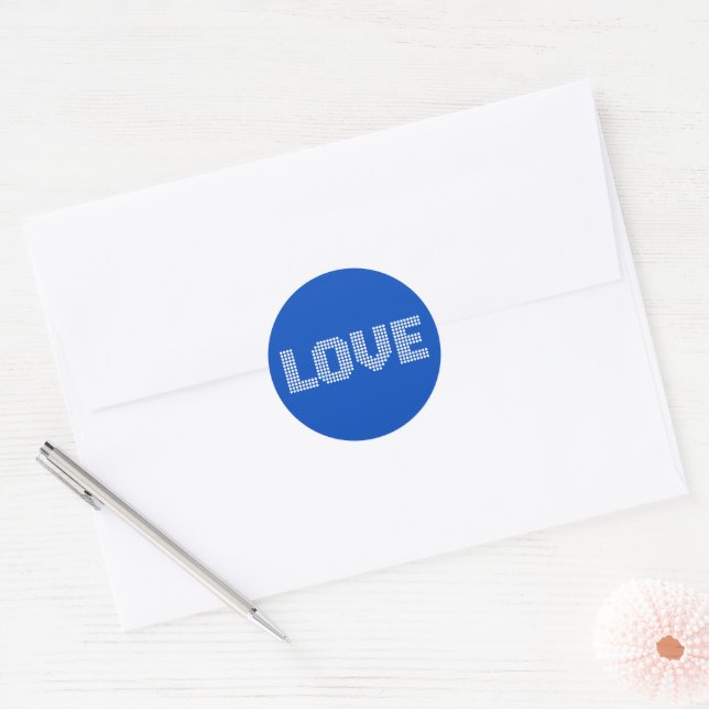 Sticker Rond Mariage Pixel 'Love' (Enveloppe)