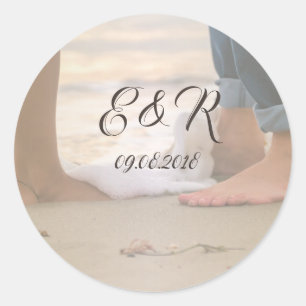 Sticker Rond Mariage plage, Pieds