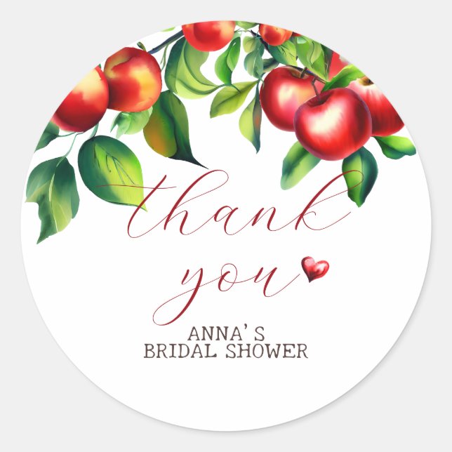 Sticker Rond Mariage pomme rouge (Devant)