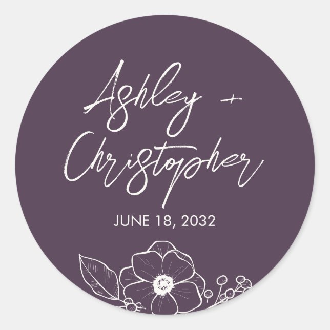 Sticker Rond Mariage pourpre de plante végétale végétale végéta (Devant)