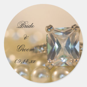 Sticker Rond Mariage Princess Diamond Ring et White Pearl