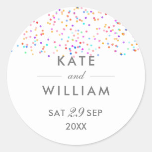 Sticker Rond Mariage Rainbow Confetti