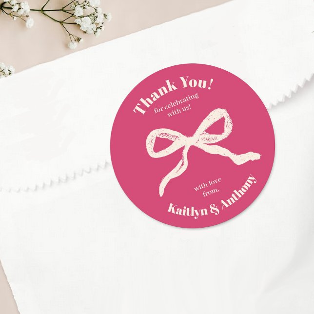 Sticker Rond Mariage rétro Coquette Bow (Créateur téléchargé)