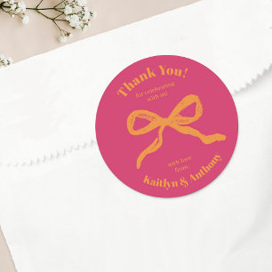 Sticker Rond Mariage rétro Coquette Bow