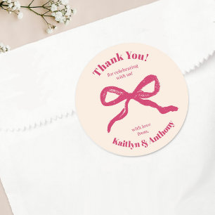 Sticker Rond Mariage rétro Coquette Bow