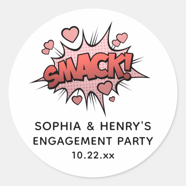 Sticker Rond Mariage rétro de la fête de l'engagement amusant (Devant)