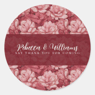 Sticker Rond Mariage Rétro Fantastique aux Gardenias Roses et C