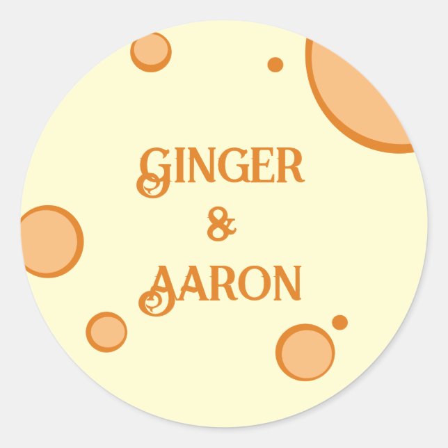 Sticker Rond Mariage Rétro Groovy Cercles Orange (Devant)