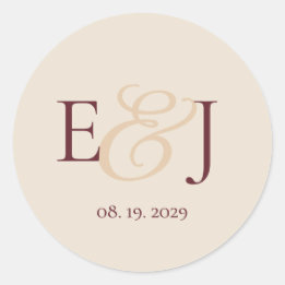 Sticker Rond Mariage romantique à l'ampersand et monogramme bur
