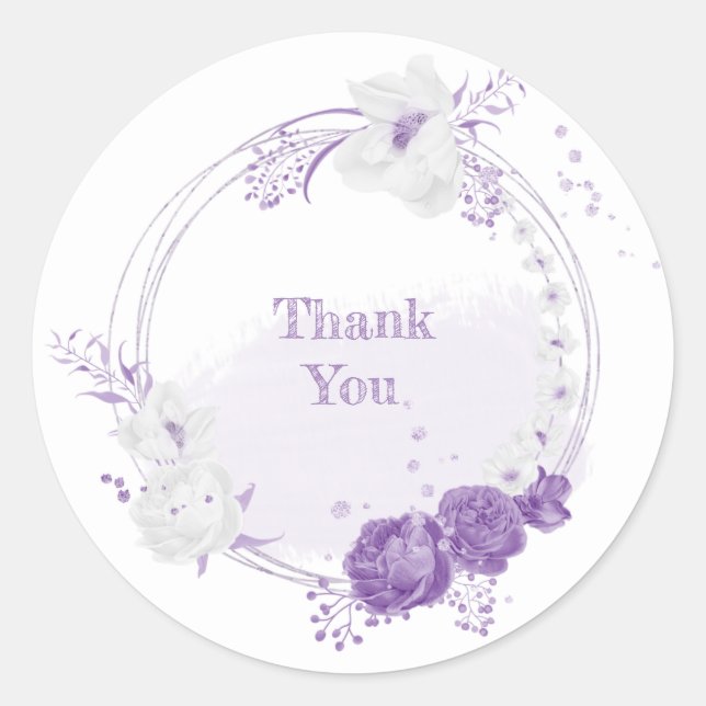 Sticker Rond mariage romantique blanc & violet (Devant)
