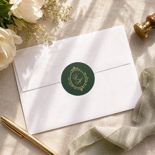 Sticker Rond Mariage Romantique Classique Vintage Jardin Régenc