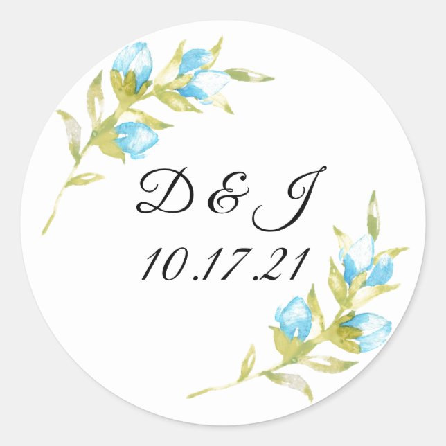 Sticker Rond Mariage Rose bleu Bud (Devant)