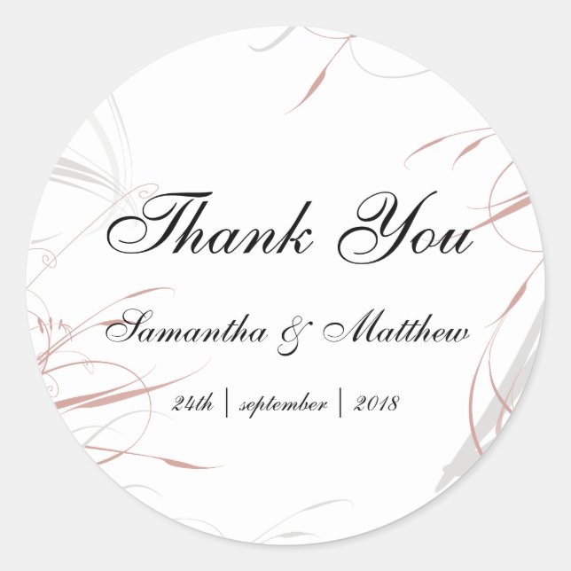 Sticker Rond Mariage Rose et grises (Devant)