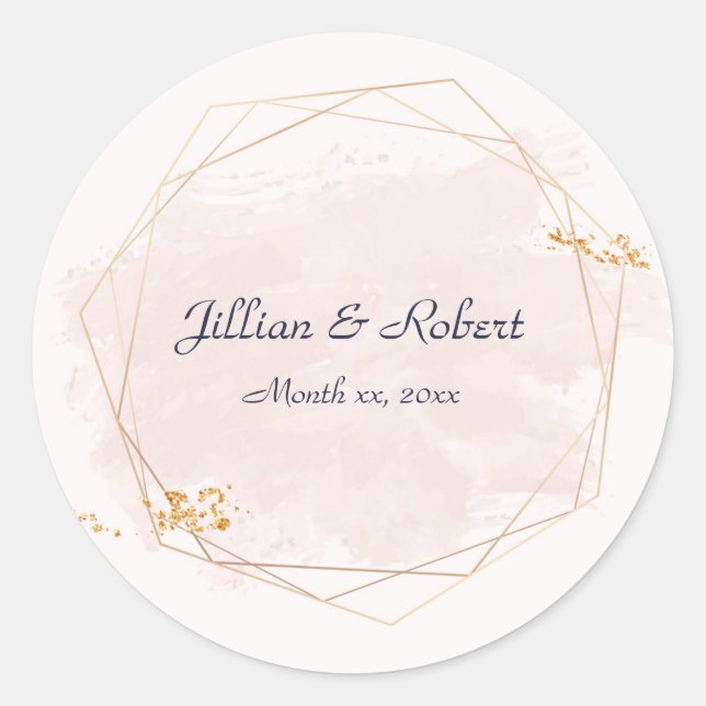 Sticker Rond Mariage rose et or (Devant)