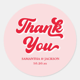 Sticker Rond Mariage rose et rouge rétro