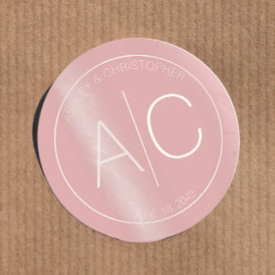 Sticker Rond Mariage Rose minimaliste moderne Dusty