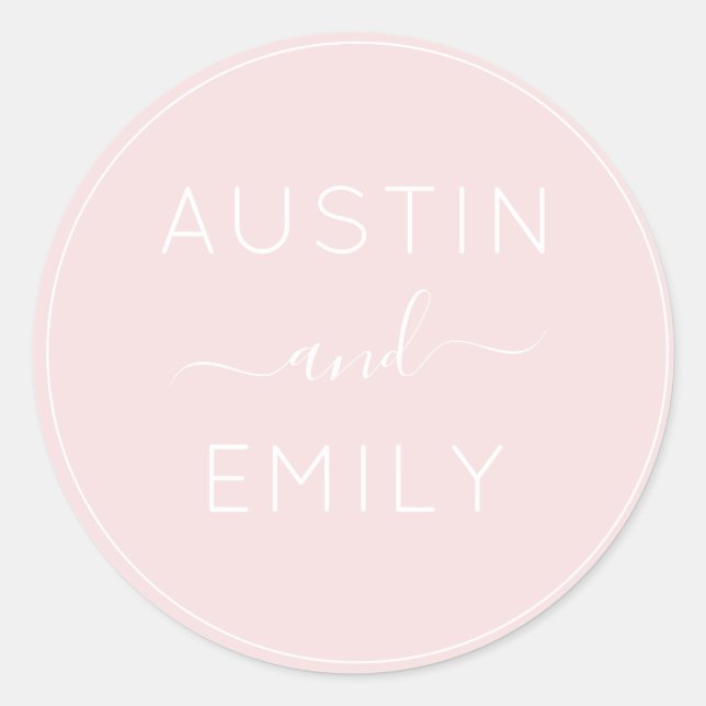Sticker Rond Mariage Rose moderne Dusty (Devant)