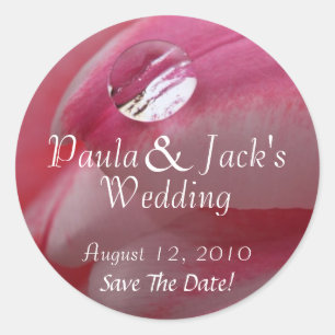 Sticker Rond Mariage rose Rose Raindrop