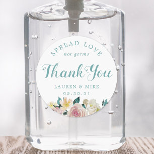 Sticker Rond Mariage rose Rustique Floral Favoriser Sanitizer à