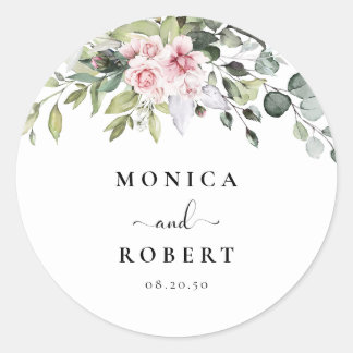 Sticker rond Mariage rose verdoyant