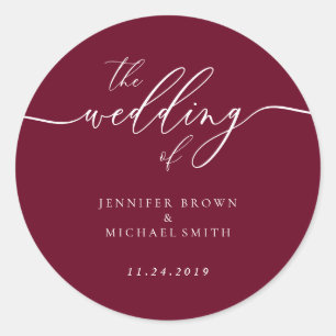 Sticker Rond Mariage rouge bordeaux minimal
