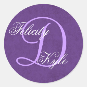 Sticker Rond Mariage royal pourpre Monogramme D ou tout S16 ini