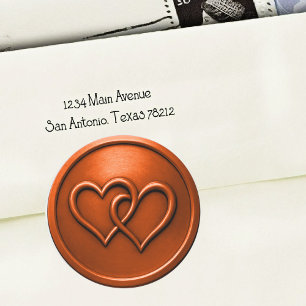 Sticker Rond Mariage Rust Deux Cœurs Entrelacés