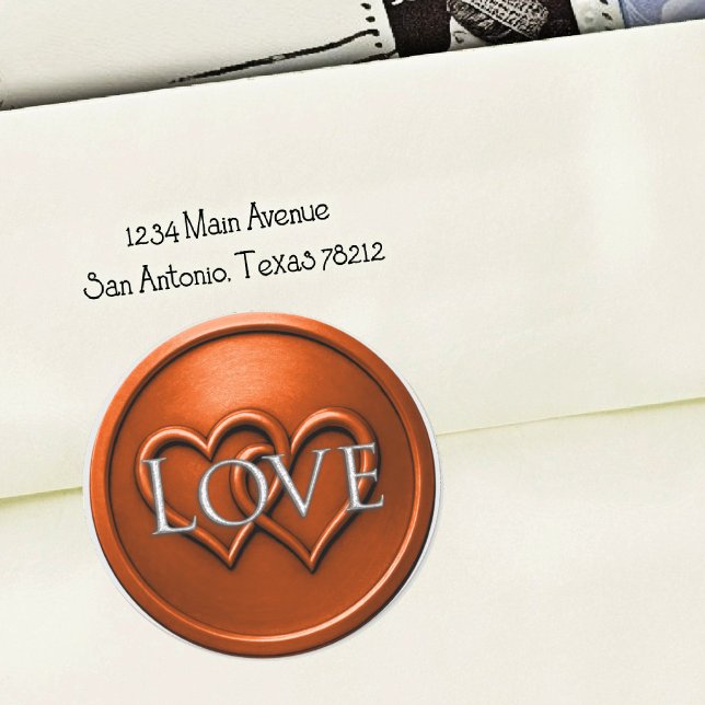 Sticker Rond Mariage Rust Deux Cœurs Entrelacés (Créateur téléchargé)