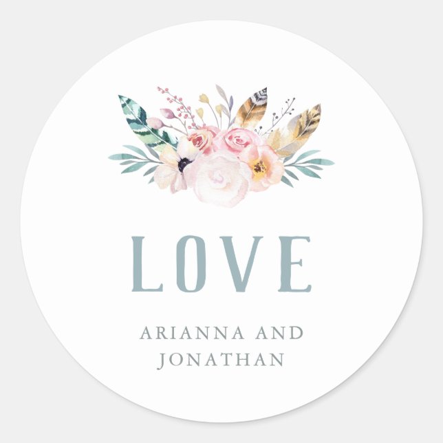 Sticker Rond Mariage rustique Boho | Amour (Devant)