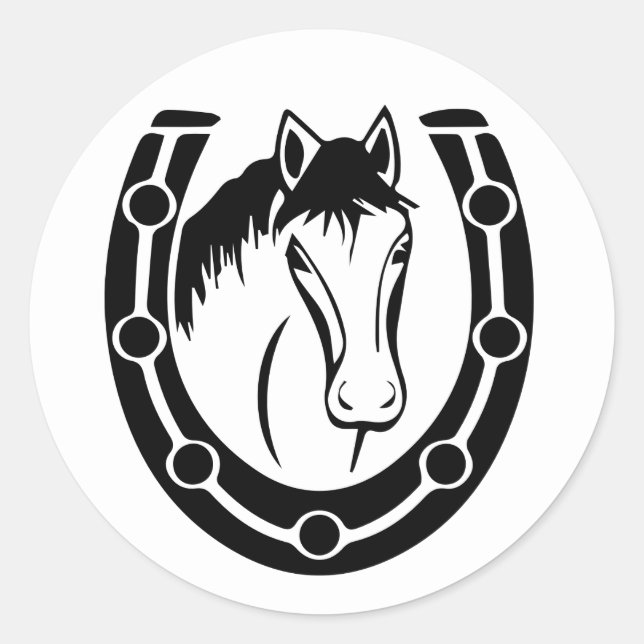 Sticker Rond Mariage Rustique de Pays des Chevaux de l'Ouest (Devant)