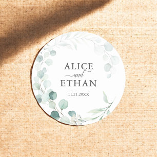 Sticker Rond Mariage rustique Eucalyptus