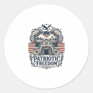 Sticker Rond Mariage rustique patriotique dans une grange