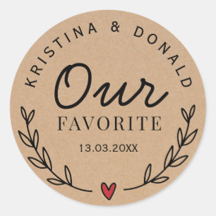 Sticker Rond Mariage Rustique Personnalisé Favoriser Notre Kraf