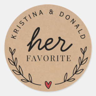 Sticker Rond Mariage Rustique Personnalisé Favoriser Son Kraft 